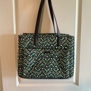 Stylish Geometric Tote Bag - Green and Black